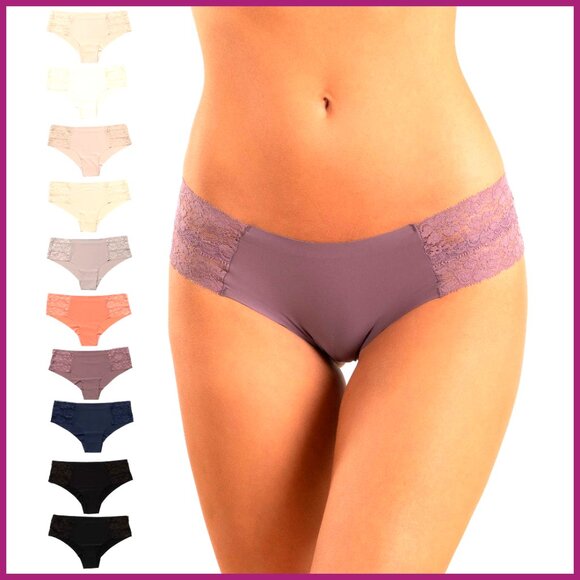 Seamless Cheeky Bikini Underwear Pack of 10 Laser Cut No Show Panties